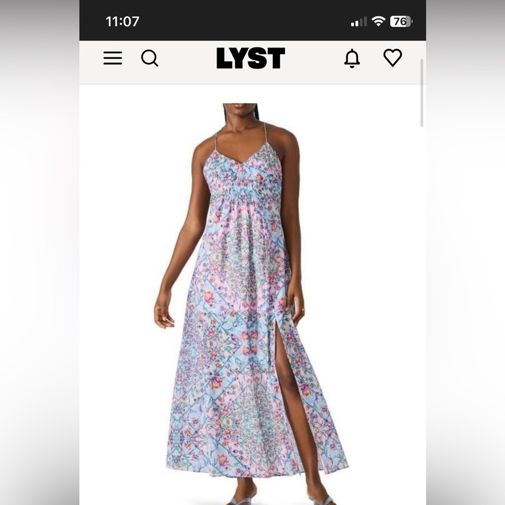 Steve Madden Pink and Blue A-line Maxi Skirt with Slit